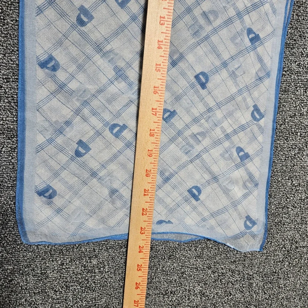 Blue White Plaid‎ Logo Print Sheer Rectangular Neck Scarf Neckerchief 13x26